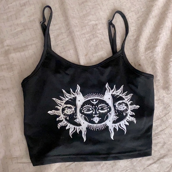 Tops | Black Aesthetic Sun Crop Top Small Poshmark